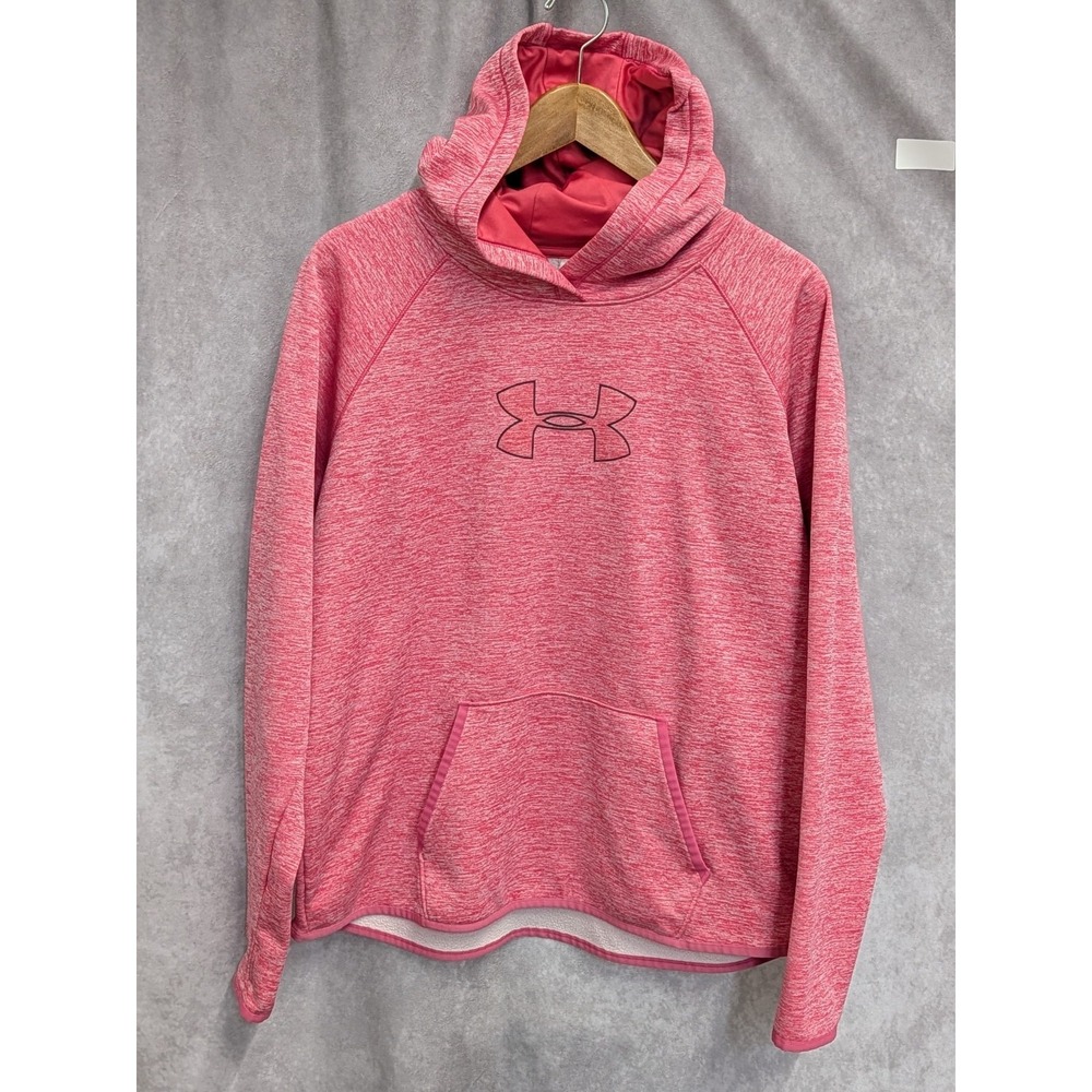 Under Armour Sweater Womens Large Pink Hooded Hoodie Storm1 Loose Fit Sweatshirt